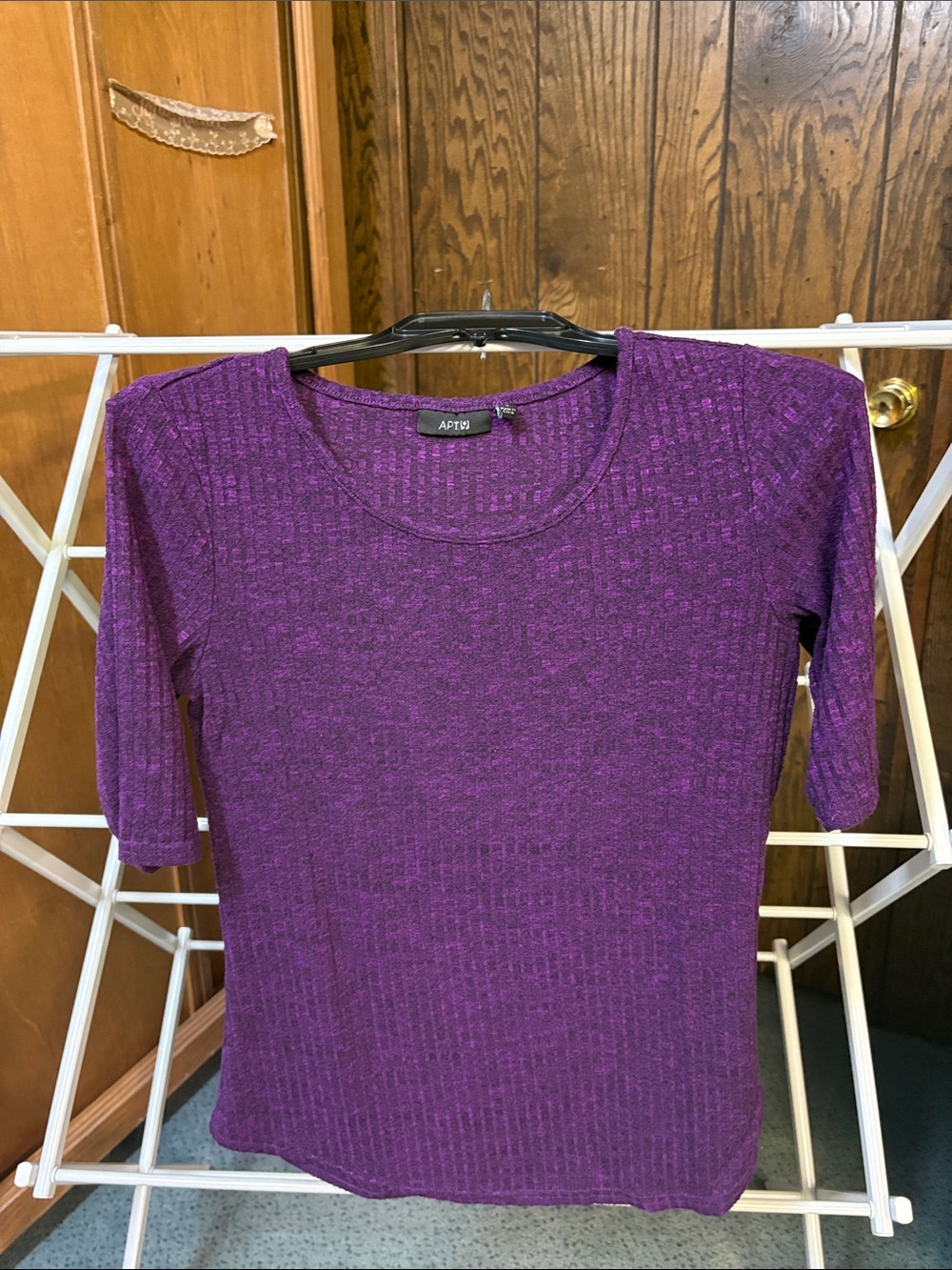 Apt. 9 Purple Ribbed Short Sleeve Top